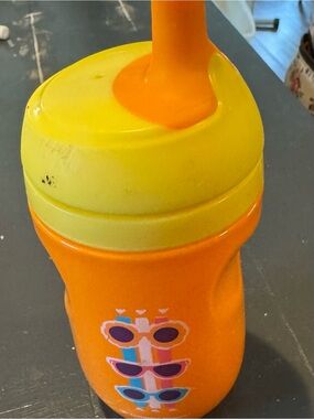 Orange and Yellow Kids Drink Cup with Straw